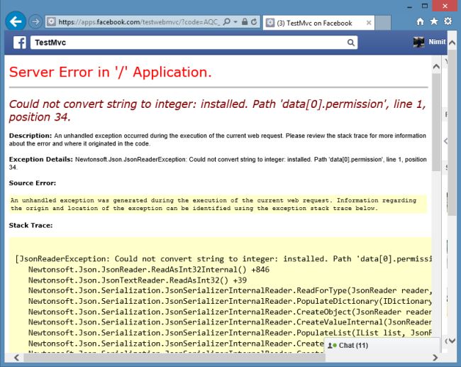 Server Error in Facebook